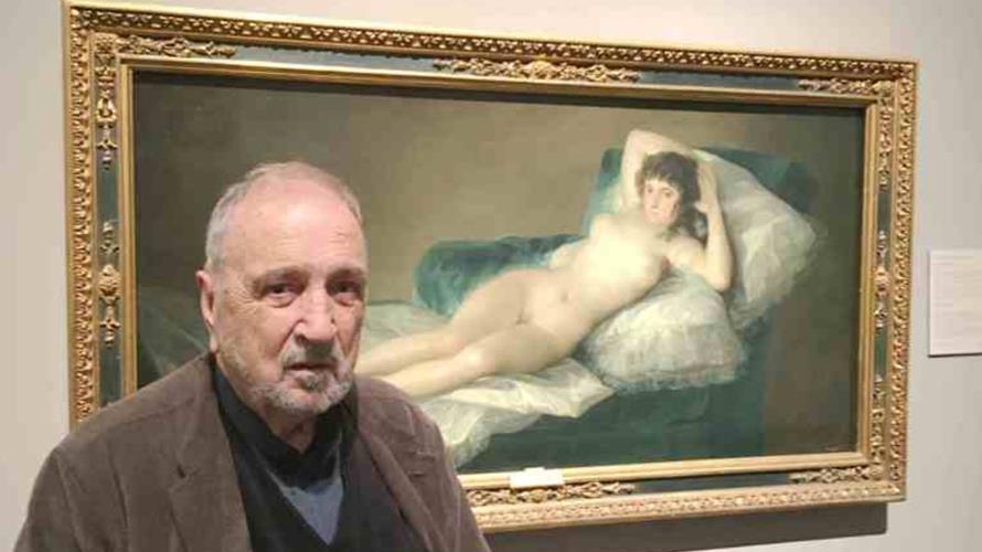 尚克勞德卡葉爾親自到美術館欣賞哥雅名畫「裸體的瑪哈」。(圖／海鵬提供)