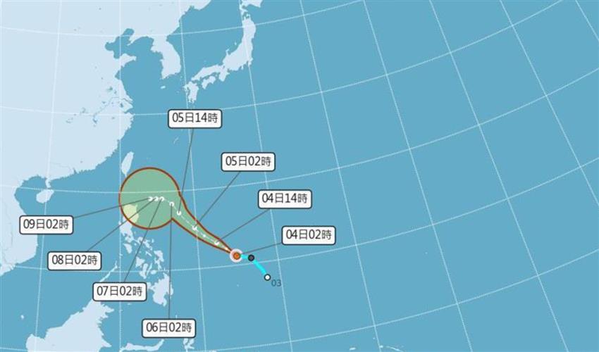 銀杏颱風預估路徑。(圖 / 摘自中央氣象署網站)